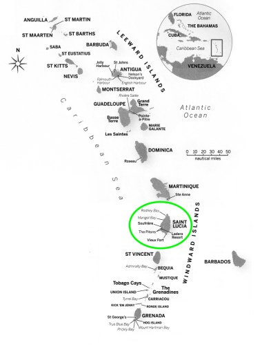 caribbean map St Lucia