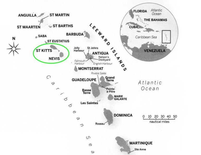 Caribbean Map St Kitts Nevis